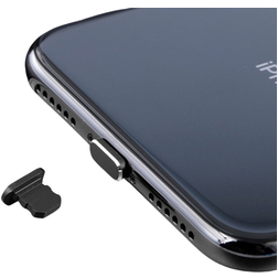 Mobigear Essentials Aluminium Anti-Staub-Stopfen - Apple Lightning - Schwarz (2er Pack)