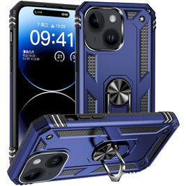 Mobigear Armor Ring iPhone 15 Hülle Hardcase Backcover Stoßfest mit Ringhalter - Blau
