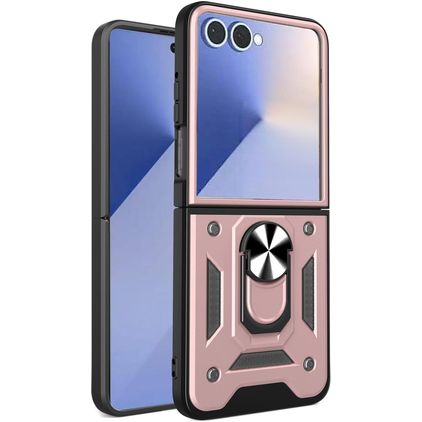 Mobigear Armor Ring Samsung Galaxy Z Flip 7 Hülle Hardcase Backcover Stoßfest mit Ringhalter - Roségold