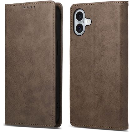 Mobigear Wallet iPhone 16 Plus Hülle Klapphülle Geldbörse - Braun