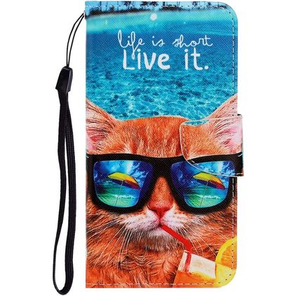 Mobigear Design Xiaomi Redmi 9A Hülle Klapphülle Geldbörse - Strand Katze