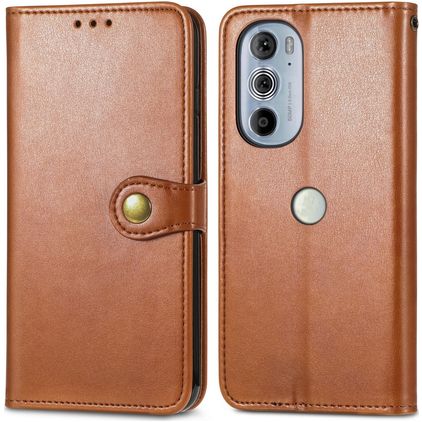 Mobigear Snap Button Motorola Edge 30 Pro Hülle Klapphülle Geldbörse - Braun