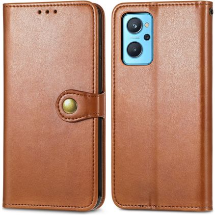 Mobigear Snap Button OPPO A76 Hülle Klapphülle Geldbörse - Braun