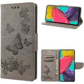 Mobigear Butterfly Samsung Galaxy M53 Hülle Klapphülle Geldbörse - Grau