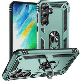 Mobigear Armor ring Samsung Galaxy S24 FE Hülle Hardcase Backcover Stoßfest mit Ringhalter - Grün