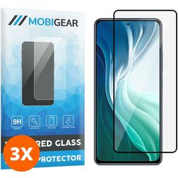 Mobigear Premium Xiaomi Mi 11i Panzerglas Gehärtetes Glas Displayschutz - Hüllenfreundlich - Schwarz (3er Pack)