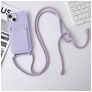 Mobigear Lanyard Card iPhone 15 Plus Silikon Handykette mit Kartenhalter - Lila