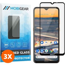 Mobigear Premium Nokia 5.3 Panzerglas Gehärtetes Glas Displayschutz - Hüllenfreundlich - Schwarz (3er Pack)