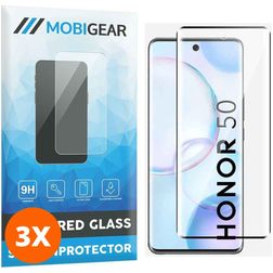 Mobigear Premium HONOR 50 Panzerglas Gehärtetes Glas Displayschutz - Hüllenfreundlich - Schwarz (3er Pack)