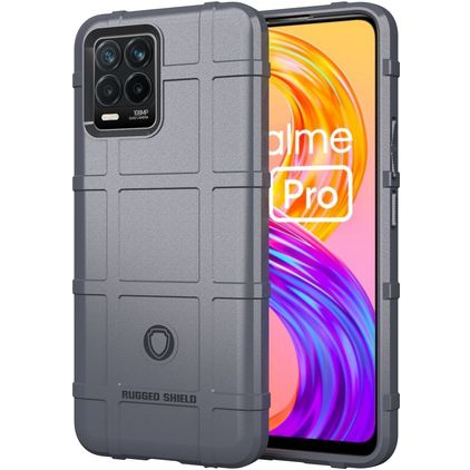 Mobigear Rugged Shield Realme 8 Hülle Flexibles TPU Backcover Stoßfest - Grau