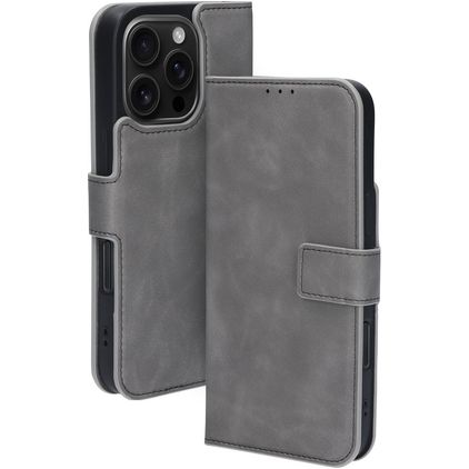 Mobiparts Classic Wallet MagSafe iPhone 16 Pro MagSafe Hülle Klapphülle Geldbörse - Granite Grey