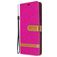 Mobigear Fabric Samsung Galaxy A21 Hülle Stoff Klapphülle Geldbörse - Magenta