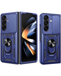 Mobigear Armor Ring Cam Slide Samsung Galaxy Z Fold 8 Ultra Hülle Hardcase Backcover Stoßfest mit Ringhalter und Kamera Slider - Blau