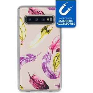 My Style Magneta Samsung Galaxy S10 Hülle Flexibles TPU Backcover - Feathers