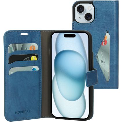 Mobiparts Classic Wallet iPhone 15 Klapphülle Portemonnaie - Steel Blue