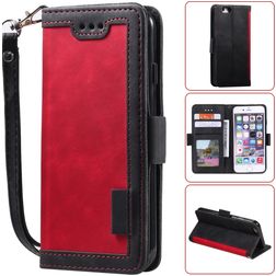 Mobigear Two Tone iPhone 8 Hülle Klapphülle Geldbörse - Schwarz / Rot
