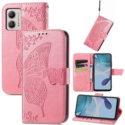 Mobigear Butterfly Motorola Moto E13 Hülle Klapphülle Geldbörse - Pink