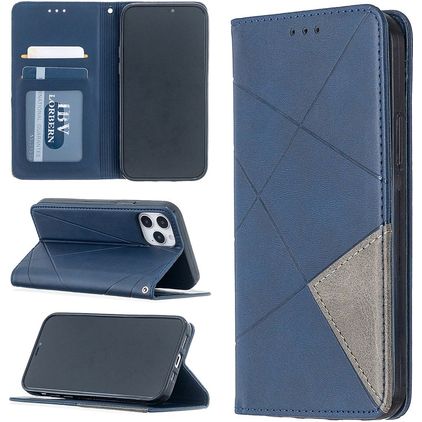Mobigear Rhombus Slim iPhone 12 Pro Hülle Klapphülle - Blau