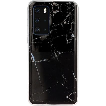 Mobigear Marble Huawei P40 Hülle Flexibles TPU Backcover - Schwarz