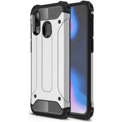 Mobigear Outdoor Samsung Galaxy A40 Hülle Hardcase Backcover Stoßfest - Silber