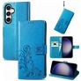 Mobigear Clover Samsung Galaxy S23 FE Hülle Klapphülle Geldbörse - Blau
