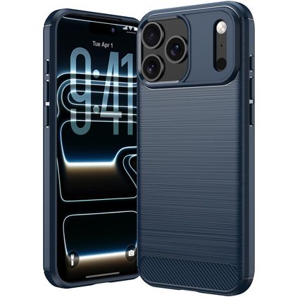 Mobigear Brushed Slim iPhone 18 Pro Max Hülle Flexibles TPU Backcover - Blau