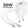 Mobiparts Wall Charger Dual USB / USB-C USB-C 1 Meter Power Delivery 30W 3A - Weiß