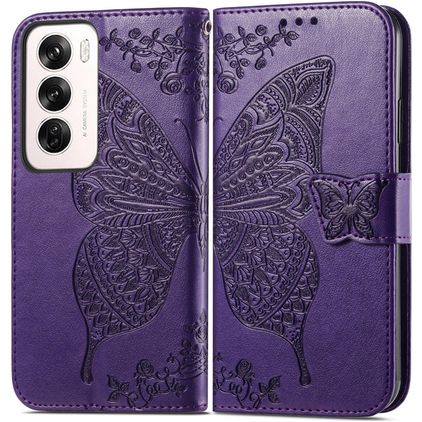 Mobigear Butterfly OPPO Reno 12 Pro Hülle Klapphülle Geldbörse - Lila