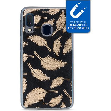 My Style Magneta Samsung Galaxy A20e TPU (flexibel) Backcover - Golden Feathers