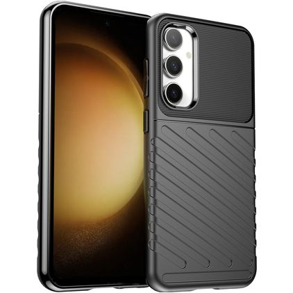 Mobigear Groove Samsung Galaxy S23 FE Hülle Flexibles TPU Backcover - Schwarz