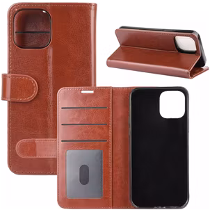 Mobigear Wallet iPhone 12 Hülle Klapphülle Geldbörse - Braun