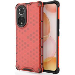 Mobigear Honeycomb HONOR 50 Hülle Hardcase Backcover Stoßfest - Rot