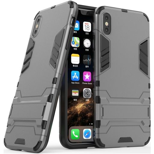 Mobigear Armor Stand iPhone XS Max Hülle Hardcase Backcover Stoßfest mit Ständer - Grau