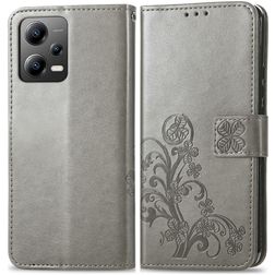 Mobigear Clover POCO X5 Hülle Klapphülle Geldbörse - Grau
