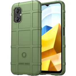 Mobigear Rugged Shield POCO M5 Hülle Flexibles TPU Backcover Stoßfest - Grün