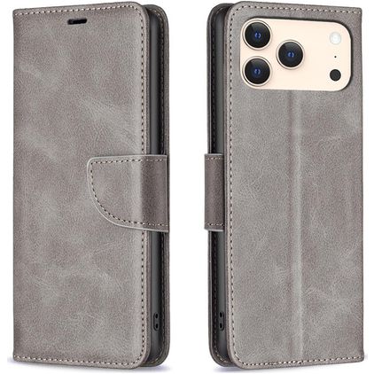 Mobigear Excellent iPhone 18 Pro Hülle Klapphülle Geldbörse - Grau