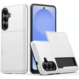 Mobigear Card Samsung Galaxy S26 Plus Hülle Hardcase Backcover Stoßfest mit Kartenhalter - Weiß