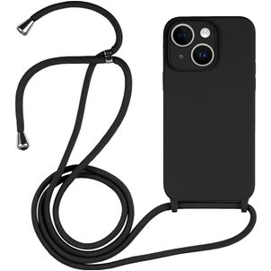 Mobigear Lanyard iPhone 15 Silikon Handykette - Schwarz