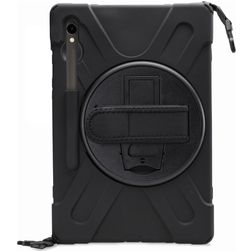 Xccess Survivor All-round Samsung Galaxy Tab S9 Hülle Kunststoff,Silikon Backcover + Schulterträger + Ständer - Schwarz