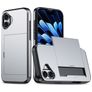 Mobigear Card iPhone 16 Plus Hülle Hardcase Backcover Stoßfest mit Kartenhalter - Grau