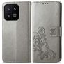 Mobigear Clover Xiaomi 13 Klapphülle Portemonnaie - Grau