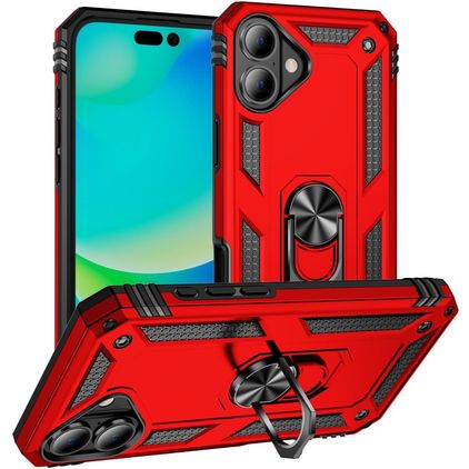 Mobigear Armor Ring iPhone 17 Hülle Hardcase Backcover Stoßfest mit Ringhalter - Rot