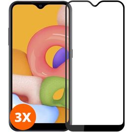 Mobigear Premium Samsung Galaxy A01 Panzerglas Gehärtetes Glas Displayschutz - Hüllenfreundlich - Schwarz (3er Pack)