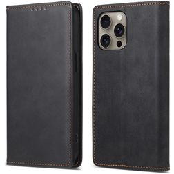 Mobigear Wallet iPhone 16 Pro Max Hülle Klapphülle Geldbörse - Schwarz
