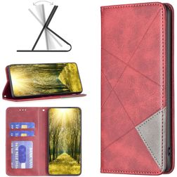 Mobigear Rhombus Slim Motorola Moto G71 5G Hülle Klapphülle - Rot