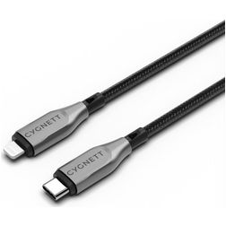 Cygnett Armoured Braided USB-C auf Apple Lightning Kabel 1 Meter - Schwarz