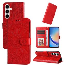 Mobigear Sunflower Samsung Galaxy A35 Hülle Klapphülle Geldbörse - Rot