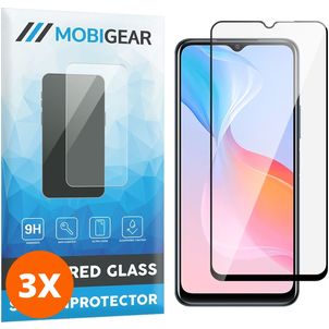 Mobigear Premium Vivo Y21s Panzerglas Gehärtetes Glas Displayschutz - Hüllenfreundlich - Schwarz (3er Pack)