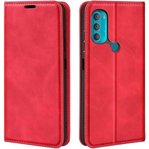 Mobigear Retro Slim Motorola Moto G71 5G Hülle Klapphülle Geldbörse - Rot