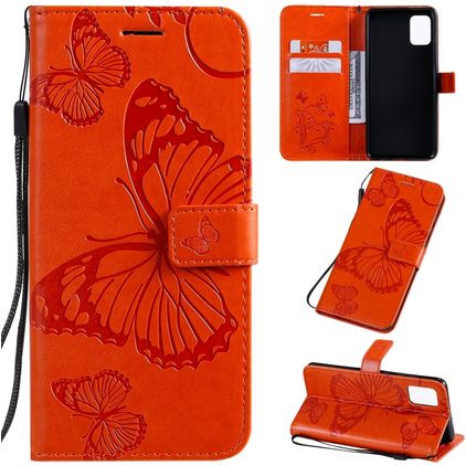 Mobigear Butterfly Samsung Galaxy A51 Klapphülle Portemonnaie - Orange